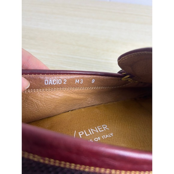 Donald Pliner Dacio Mens 9 Loafers Burgundy Mesh Buckle Driving Shoes classic - Picture 3 of 10